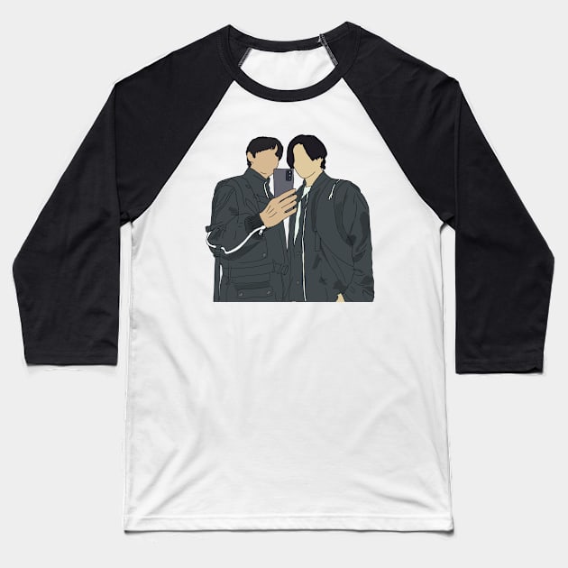 TaeKook Selca Baseball T-Shirt by FandRPrintables